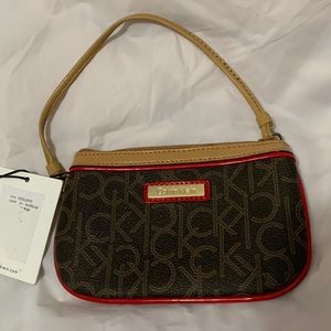 Calvin Klein Brown and Red Wristlet